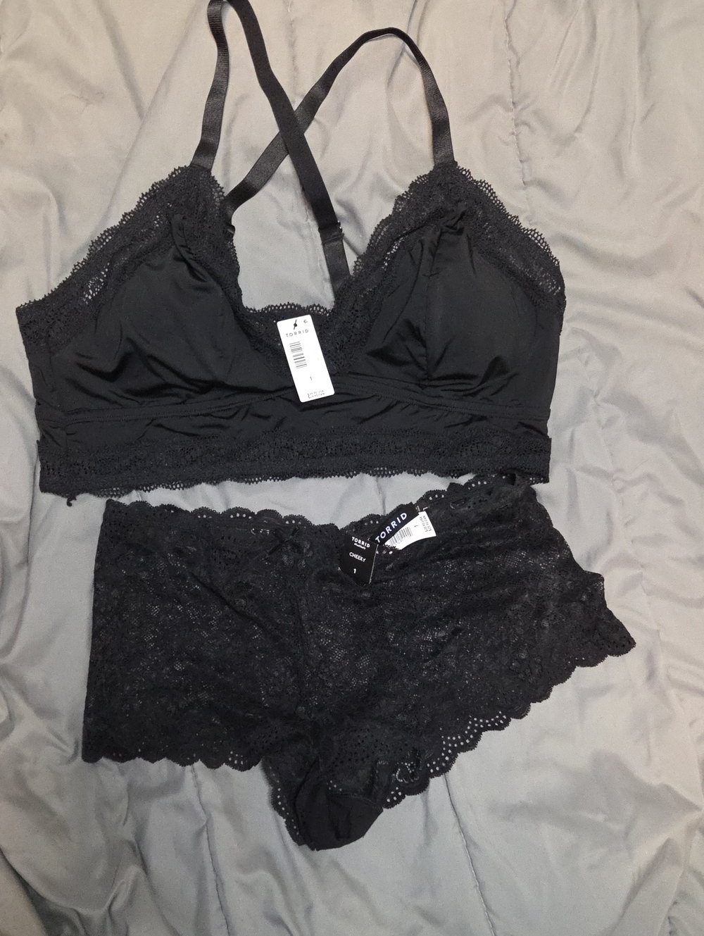 torrid Black Lace Bralette & Lace Cheeky Set